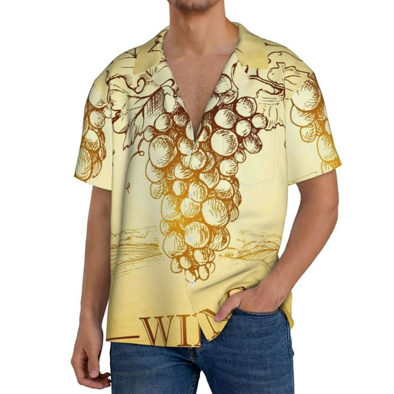 Goofa Bunch of Grapes Printed Men's Casual Short-sleeved Shirt,Lightweight Breathable Button-down,Summer Casual men's top,Versatile Fashion shirt-XX-Large