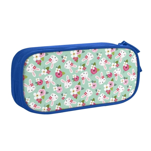 Goofa Bunny And Rose Pattern Big Capacity Pencil Pen Case Office College Large Storage High Capacity Bag Pouch Holder Box Organizer