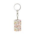 thumbnail image 1 of Goofa Bunny Floral Printed Rectangular Metal Keychain Bag Charm Floral Charm for Purse Keys Metal Keyring Gift for Women Accessories, 1 of 7