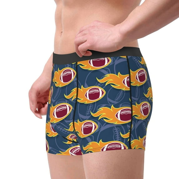 Goofa Burning Rugby Balls Printed Men's Boxer Briefs Underwear, Moisture-Wicking Underwear, Trunk,Soft and Breathable Cotton Underwear-XX-Large