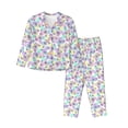 thumbnail image 1 of Goofa Butterflies on Polka Dots Printed Women’s 2 Piece Pajama Set Super,Pajamas Women's Long Sleeve Sleepwear Soft Button Down Loungewear Pjs Lounge Set Nightwear-Small, 1 of 9