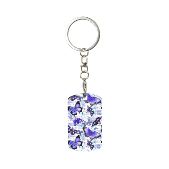 Goofa Butterflies Printed Rectangular Metal Keychain Bag Charm Floral Charm for Purse Keys Metal Keyring Gift for Women Accessories