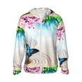 thumbnail image 1 of Goofa Butterfly In Blossoms Zen Printed Women's UPF 50+ Sun Protection Hoodie Jacket Lightweight Long Sleeve Sun Shirt for Women with Pocket Hiking Outdoor-Small, 1 of 9