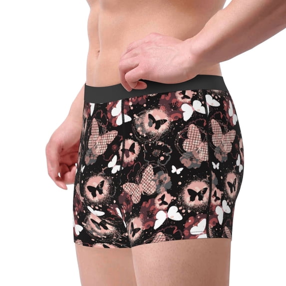 Goofa Butterfly Printed Men's Boxer Briefs Underwear, Moisture-Wicking Underwear, Trunk,Soft and Breathable Cotton Underwear-Small