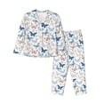 thumbnail image 1 of Goofa Butterfly Printed Women’s 2 Piece Pajama Set Super,Pajamas Women's Long Sleeve Sleepwear Soft Button Down Loungewear Pjs Lounge Set Nightwear-, 1 of 9