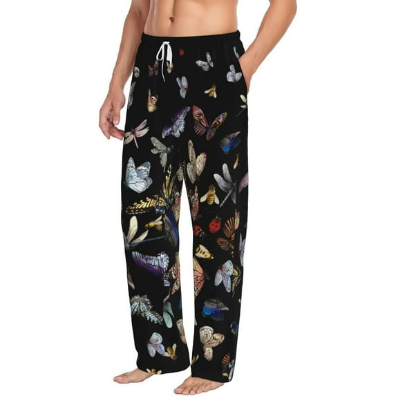 Goofa Butterfly1 Printed Soft Pajama Pants for Men, Wide Leg Comfy Casual Lounge Yoga Pants-Large