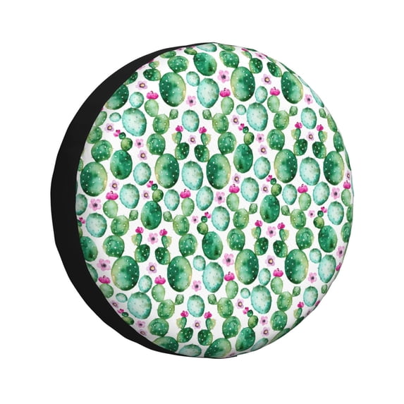 Goofa Cactus Plants Pattern Universal Tire Cover for Jeep, SUV, Truck, and Trailer – Waterproof, UV-Resistant,Easy to Install, Fits 14"-17" Tires-16 inch
