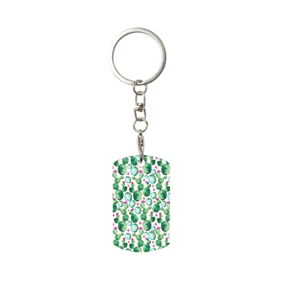 Goofa Cactus Plants Printed Rectangular Metal Keychain Bag Charm Floral Charm for Purse Keys Metal Keyring Gift for Women Accessories