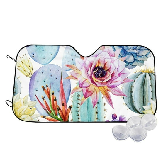 Goofa Cactus Printed Car Windshield Sunshade,Foldable Reflective Sun Visor,UV Protection Heat Blocker Sunshade,Car Cooling Accessory-