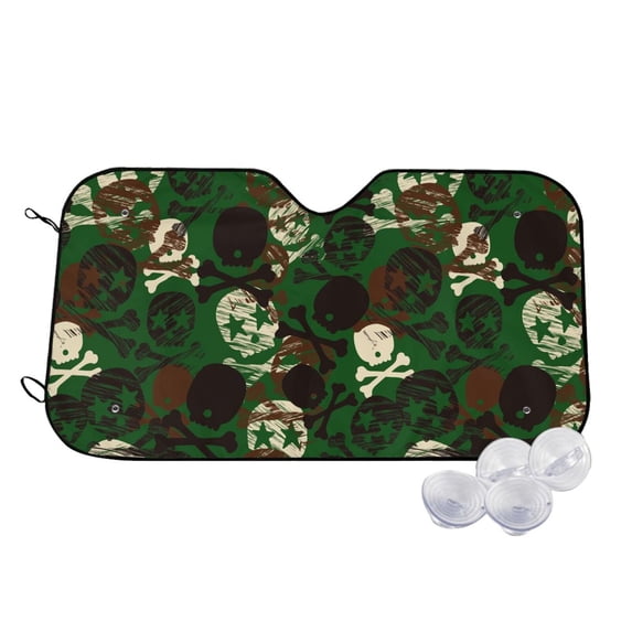 Goofa Camouflage Skull Printed Car Windshield Sunshade,Foldable Reflective Sun Visor,UV Protection Heat Blocker Sunshade,Car Cooling Accessory-Small