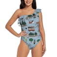 thumbnail image 1 of Goofa Camping Caravan Pattern Women's One Piece Swimsuits Tummy Control Bathing Suits Asymmetric One Shoulder Swimwear-X-Large, 1 of 6
