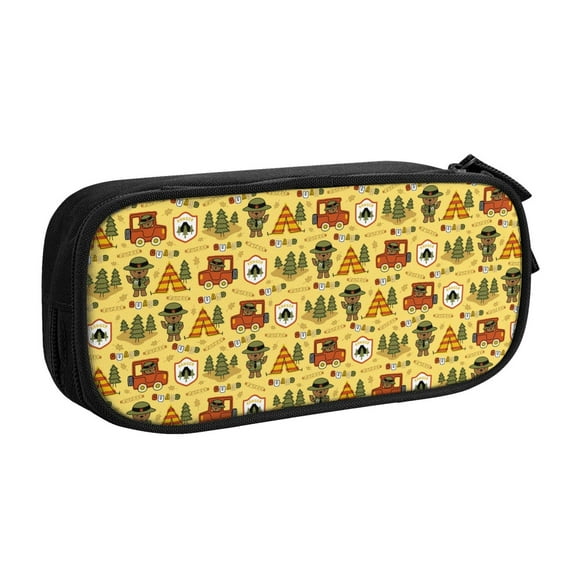 Goofa Car Tent Trees Pattern Big Capacity Pencil Pen Case Office College Large Storage High Capacity Bag Pouch Holder Box Organizer