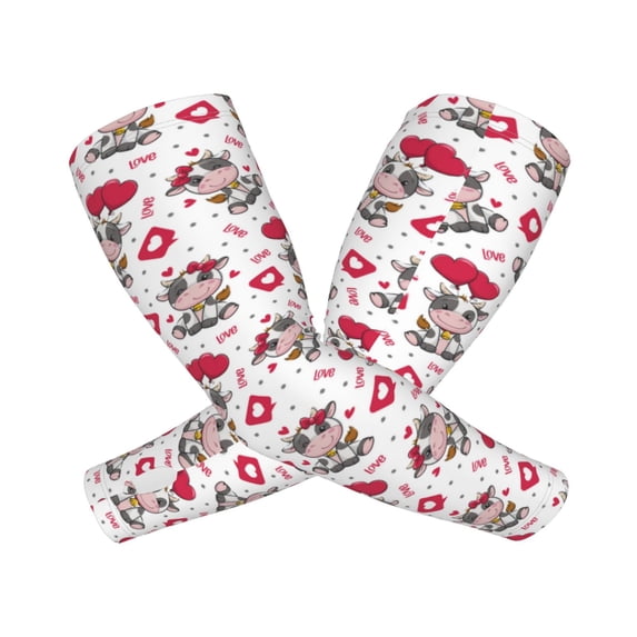 Goofa Caring Cow Pattern UV Sun Protection Arm Sleeves, UPF 50 Sports Cooling Arm Compression Sleeves for Men Women Teenager