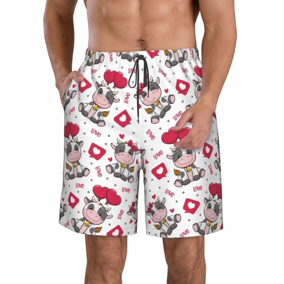 Goofa Caring Cow Printed Mens Swim Trunks Summer Quick Dry Short Beach Swimwear Bathing Suits-Medium