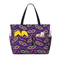 thumbnail image 1 of Goofa Carnival Masks and Beads Print Beach Bags Waterproof Beach Tote Bag Zipper Sandproof Swim Pool Bag Large Tote Beach Vacation Travel, 1 of 6
