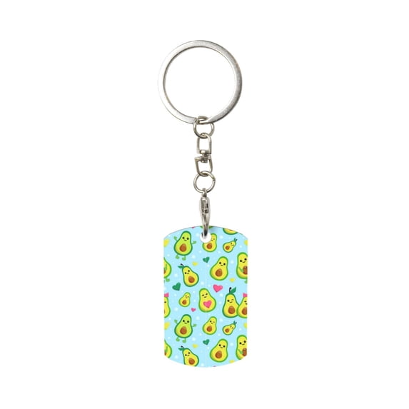Goofa Cartoon Avocado Printed Rectangular Metal Keychain Bag Charm Floral Charm for Purse Keys Metal Keyring Gift for Women Accessories