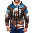 thumbnail image 1 of Goofa Cartoon Bald Eagle USA Pattern Mens Full-zip Hoodie, Zip-up Pullover Hooded Sweatshirt, Kangaroo Pocket Hoodie Ideal for Daily Wear, Travel, and Home-, 1 of 5