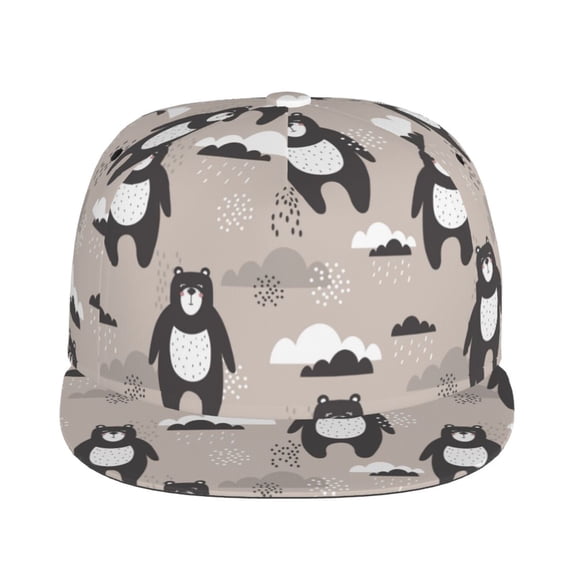 Goofa Cartoon Bear Brown Printed Men's Baseball Cap,Straight Brim Hat,Golf Dad Hat,Versatile Style,Sun Protection Cap,Travel Hat