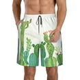 thumbnail image 1 of Goofa Cartoon Cactus Printed Mens Swim Trunks Summer Quick Dry Short Beach Swimwear Bathing Suits-Large, 1 of 9