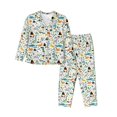 thumbnail image 1 of Goofa Cartoon Dinosaur Printed Women’s 2 Piece Pajama Set Super,Pajamas Women's Long Sleeve Sleepwear Soft Button Down Loungewear Pjs Lounge Set Nightwear-, 1 of 9