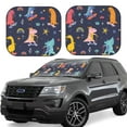 thumbnail image 1 of Goofa Cartoon Dinosaur Scooter Sport Blue Pattern 2 Piece Car Windshield Sun Shade Foldable | Front Windshield Shade for Sun, Heat and UV Rays | Sunshade for Car Front Window-Medium, 1 of 7