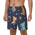 thumbnail image 1 of Goofa Cartoon Dinosaur Scooter Sport Blue Printed Men's Swim Trunks Board Shorts Quick Dry Mens Swimming Trunks with Compression Liner,Breathable Fit Hawaii Beach Shorts-X-Large, 1 of 9