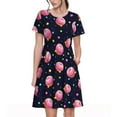 thumbnail image 1 of Goofa Cartoon Donut Planets Pattern Women Summer Short Sleeve Midi Dress with Pockets Casual Aline Flowy Tshirt Dress Vocation Beach Sundress, 1 of 6
