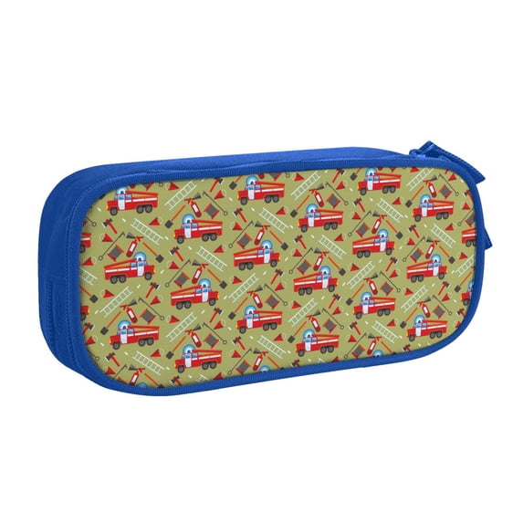 Goofa Cartoon Fire Truck Pattern Big Capacity Pencil Pen Case Office College Large Storage High Capacity Bag Pouch Holder Box Organizer