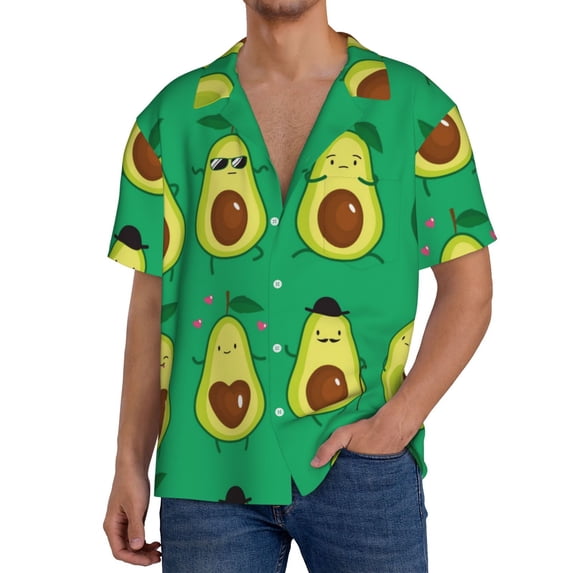 Goofa Cartoon Fruit 1 Printed Men's Casual Short-sleeved Shirt,Lightweight Breathable Button-down,Summer Casual men's top,Versatile Fashion shirt-Medium