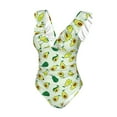 thumbnail image 1 of Goofa Cartoon Fruit Print Women's Ruffled One Piece Swimsuit V Neck, 1 of 7