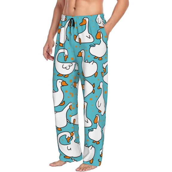 Goofa Cartoon Funny Goose Printed Soft Pajama Pants for Men, Wide Leg Comfy Casual Lounge Yoga Pants-Small
