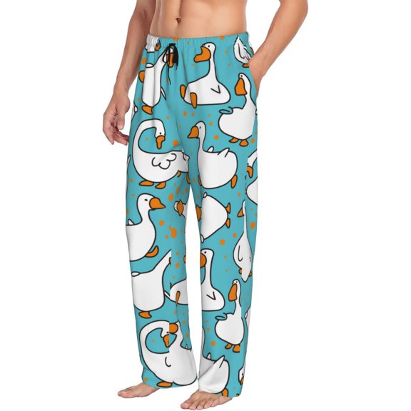 Goofa Cartoon Funny Goose Printed Soft Pajama Pants for Men, Wide Leg Comfy Casual Lounge Yoga Pants-X-Large