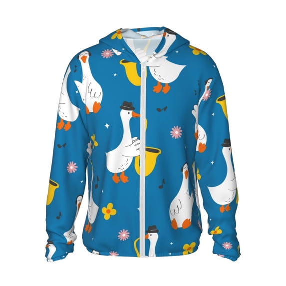 Goofa Cartoon Goose Printed Women's UPF 50+ Sun Protection Hoodie Jacket Lightweight Long Sleeve Sun Shirt for Women with Pocket Hiking Outdoor-X-Large