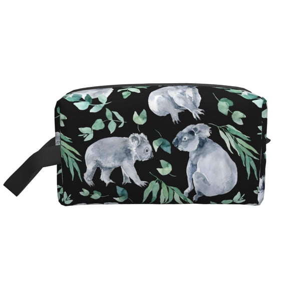 Goofa Cartoon Koala Bear Printed Toiletry Bag with Handle,Large Capacity Travel Makeup Cosmetic Bag for Women, Carry on Airport Airline Compliant Bag