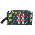 thumbnail image 1 of Goofa Cartoon Leaf Mushroom Red Printed Toiletry Bag with Handle,Large Capacity Travel Makeup Cosmetic Bag for Women, Carry on Airport Airline Compliant Bag, 1 of 9