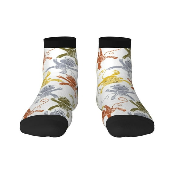 Goofa Cartoon Monkey Pattern Non Slip Socks with Grips for Elderly, Crew Socks Yoga Hospital Socks Cushioned Sole Gripper Socks for Men Women