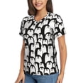 thumbnail image 1 of Goofa Cartoon Penguin Pattern Women's Slim-Fit Short-Sleeve V-Neck T-Shirt,Classic-Fit Short-Sleeve V-Neck T-Shirt-Large, 1 of 5