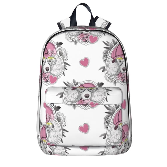 Goofa Cartoon Poodle Dog Printed Backpack,Laptop Backpack,Durable Anti-Theft Travel Work Backpack,Water-resistant Backpack