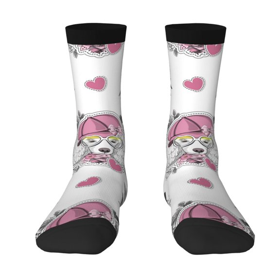 Goofa Cartoon Poodle Dog Printed Men's Crew Socks, Soft Durable Breathable Moisture-Wicking with Odor Control Cotton socks