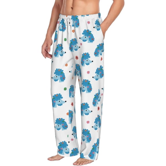 Goofa Cartoon Poodle Dog Printed Soft Pajama Pants for Men, Wide Leg Comfy Casual Lounge Yoga Pants-X-Large