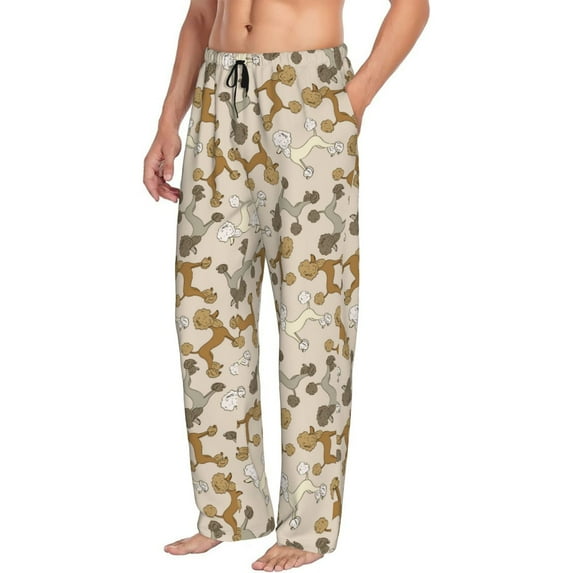 Goofa Cartoon Poodle Dog Printed Soft Pajama Pants for Men, Wide Leg Comfy Casual Lounge Yoga Pants-XX-Large