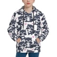 thumbnail image 1 of Goofa Cartoon Raccoon Pattern Hooded Sweatshirt for Youth Trendy youth sweatshirt Casual Hoodie for Boys and Girls-Small, 1 of 6