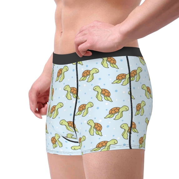 Goofa Cartoon Sea Turtle Printed Men's Boxer Briefs Underwear, Moisture-Wicking Underwear, Trunk,Soft and Breathable Cotton Underwear-Large