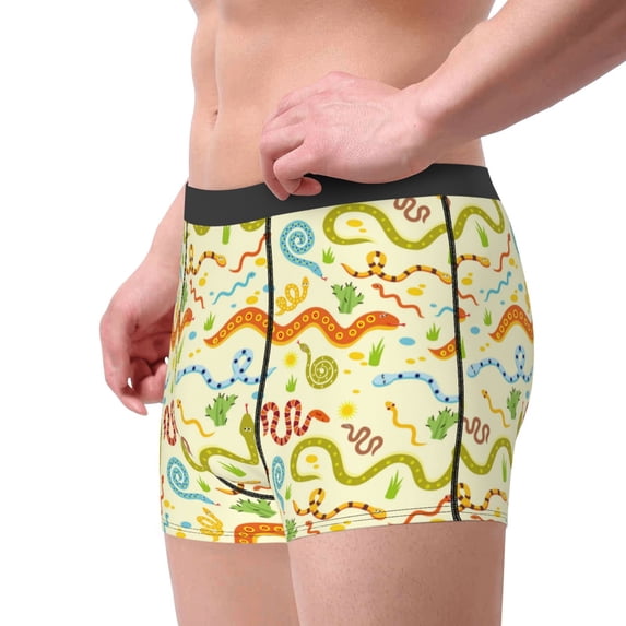 Goofa Cartoon Snake8 Printed Men's Boxer Briefs Underwear, Moisture-Wicking Underwear, Trunk,Soft and Breathable Cotton Underwear-Small