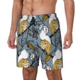 thumbnail image 1 of Goofa Squirrel And Leaves Printed Men's Swim Trunks Board Shorts Quick Dry Mens Swimming Trunks with Compression Liner,Breathable Fit Hawaii Beach Shorts-Large, 1 of 9