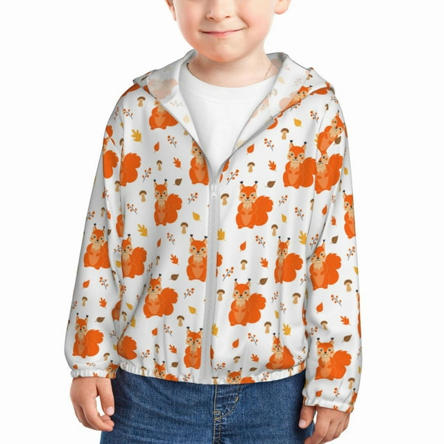 Goofa Cartoon Squirrel Printed Kids Zip-Up Hoodie Girls Boys UPF50+ Sun ...