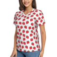 Goofa Cartoon Strawberry Pattern Women's SlimFit ShortSleeve VNeck T