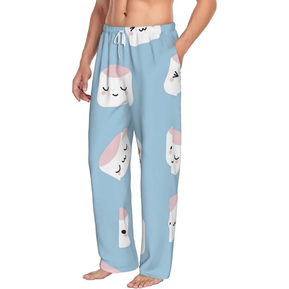 Goofa Cartoon Sushi Printed Soft Pajama Pants for Men, Wide Leg Comfy Casual Lounge Yoga Pants-X-Large