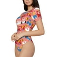 thumbnail image 1 of Goofa Cartoon with Traffic Elements Printed Women Rash Guard Short Sleeve,Tummy control Swimsuit Surfing Swimsuit Bathing Suit One Piece Swimsuit UPF 50-X-Large, 1 of 9