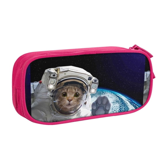 Goofa Cat Astronaut Pattern Big Capacity Pencil Pen Case Office College Large Storage High Capacity Bag Pouch Holder Box Organizer